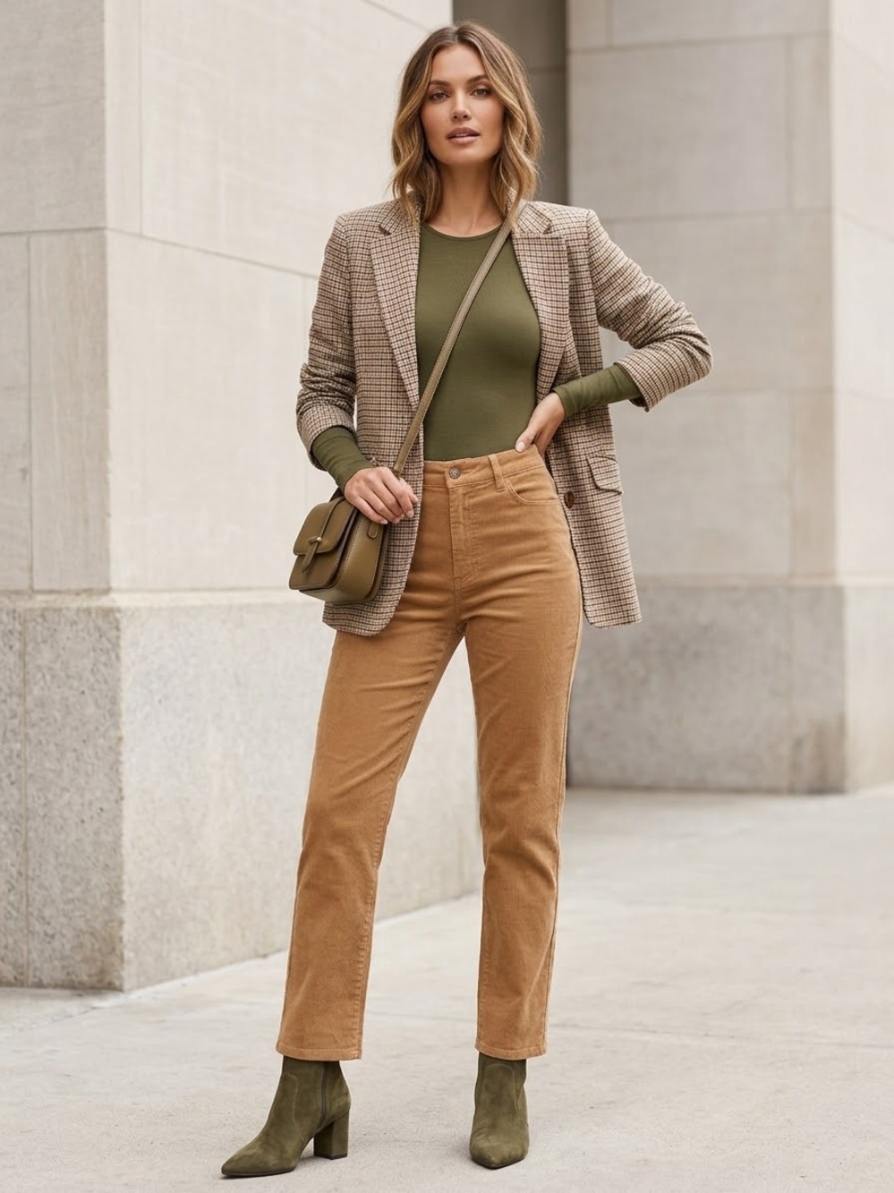 NWT Max Studio Beige and Brown Plaid Blazer Jacket
